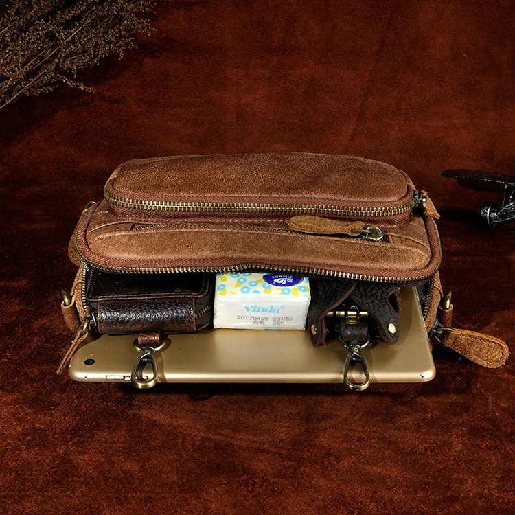 AETOO первый слой масла Воск кожа импортные товары мужчины прилива крутой телефон камера 7 дюймов нагрудная сумка карманы