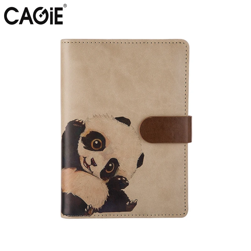 Image CAGIE Creative A6 Day Planner Spiral Notebook Animals Series Leather Cover Kawaii Diary Sketchbook School Note Book Stationery