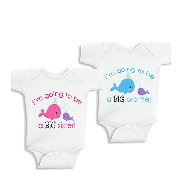 

YSCULBUTOL Big cousin Monkey Shirt Sibling Announcement Big Brother Big Sister Funny White Short Sleeve Baby Bodysuit