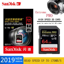 Карты памяти SanDisk Extreme PRO 32 GB SD карты SDHC 95 МБ/с. 64 GB 128 GB 256 GB SDXC UHS-I U3 Class10 170 МБ/с. флэш карты памяти SD