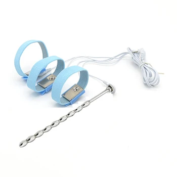 Electric Shock Penis Plug Rings Pulse Anal Plug Glove Stimulation Breast Pads Massage Nipple Clamp Cock Cage Sex Toys For Couple 3