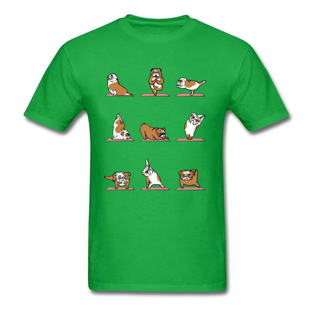 Tops Tees English Bulldog Yoga Summer 2018 New Printed Short Sleeve Pure Cotton Crew Neck Men T-shirts Printed T-shirts English Bulldog Yoga green