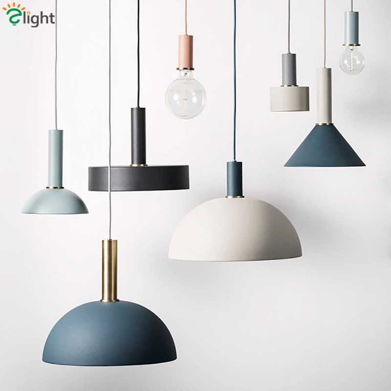 

Nordic Minimalism Painted Colorful Metal Led Pendant Lamp DIY Combination Droplight Patoral Dining Room Hang Light Suspend Lamp