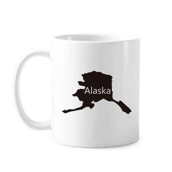 

Alaska The United States Of America USA Map Stars And Stripes Flag Shape Classic Mug White Pottery Ceramic Cup Gift Milk Coffee