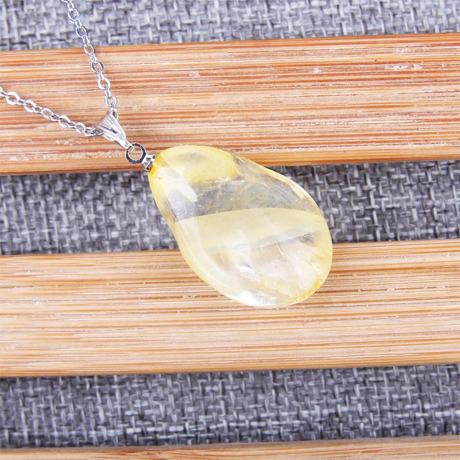 Натуральный камень цитрин желтый кварц неправильный кристалл небольшой кулон ожерелье каменные подвески женские модные ювелирные изделия