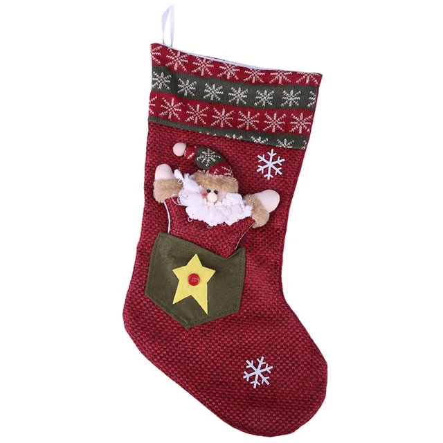 Christmas Stockings Socks Santa Claus Candy Gift Bag Xmas Tree Decor ...