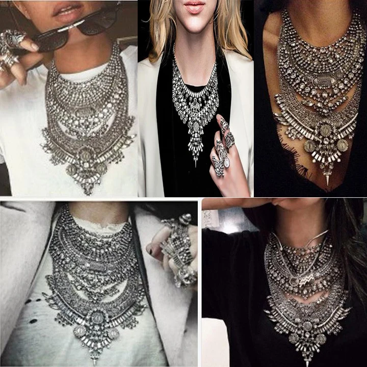 

Dvacaman Summer Style Hot sales Bib Collar Choker Maxi Vintage Metal Statement Necklaces & Pendants Fashion Women Jewellery 9773