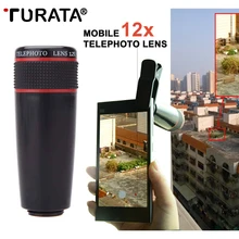 TURATA клип на 12X телеобъектив смартфон оптический зум телескоп Объективы для камеры Внешний объектив для смартфонов для IPhone