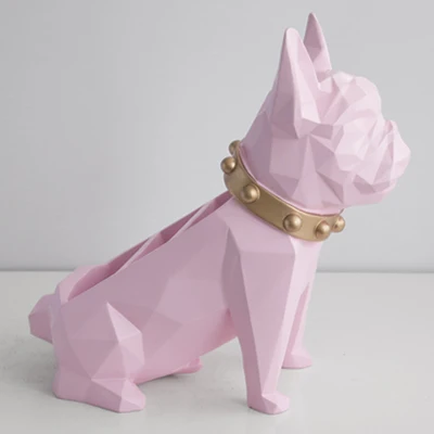 pink Storage box Французский бульдог дома декоративные изделия из смолы статуэтки щенка коробка декоративных салфеток мобильного телефона дистанционное управление хранения коробки украшения - Цвет: pink Storage box