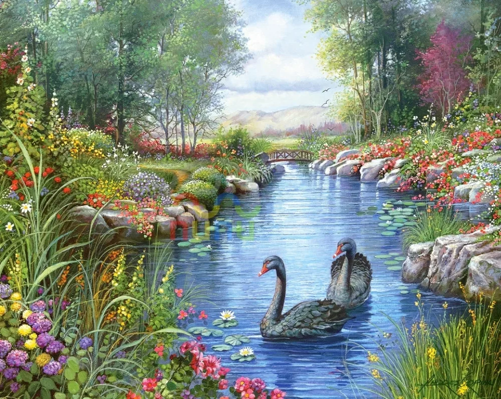 Popular Swan Lake Paintings-Buy Cheap Swan Lake Paintings