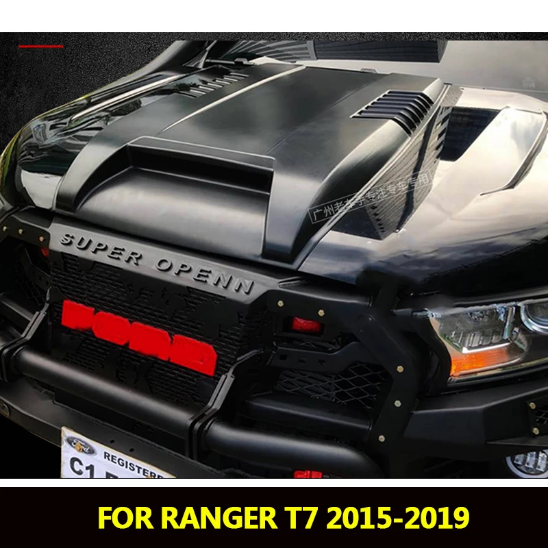 

Matte Black Bonnet Scoop Hood For Ford Ranger Wildtrack T7 For Ford Endeavour Everest 2016 2017 2018 2019