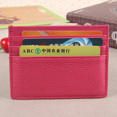 Индивидуальные начальные буквы из натуральной коровьей кожи галька кожаный держатель для кредитных карт для мужчин тонкий ID карточный кошелек бумажник - Цвет: Hot pink