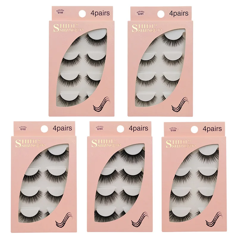 

Queen 4 Pairs 3D Mink False Eyelashes Makeup Full Stripe Eyelashes 3D Mink Eyelashes Natural Makeup Handmade Eyelashes