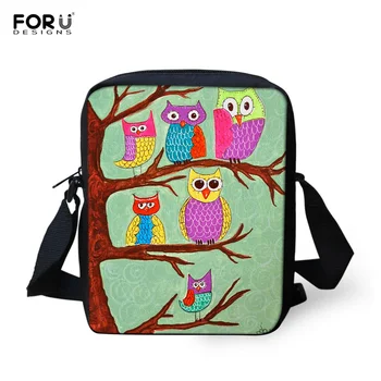 

FORUDESIGNS Small Ladies Messenger Bag Cute Animal Owl Print Crossbody Bag Girls Mini Flap Book Handbags for Women Satchel Bags