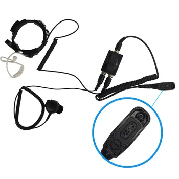

New PTT Military Police Equipment Throat Mic Air Tube Headset for Motorola for 8268/8200 Walkie talkie two way radio