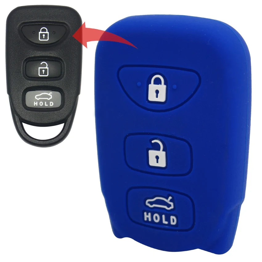 

MICOCHE Soft Hand-Feel 3+1 Buttons Silicone Car Key Case Cover For Hyundai SANTA FE Tucson Kia Carens Auto Key Chain