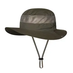 Шапка для рыбалки улицы дышащая Packable складной зонт нейлоновая сетка рабака Солнца кепки с подбородком ремень для женщин мужчин