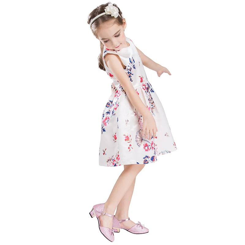 B&N Printed Floral Girls Dresses Summer Children's Dress Sleeveless Infantil Baby Party Dress For Girl Prom Dresses Girls 6