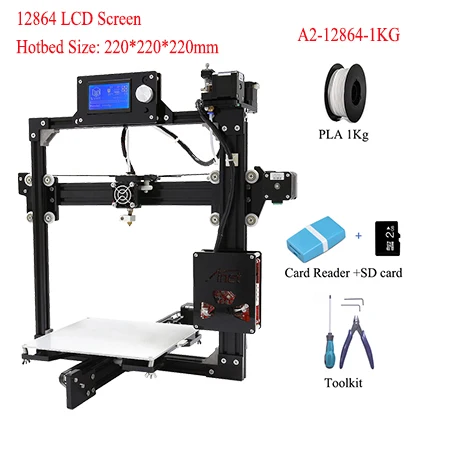 Распродажа Anet E10 A8-plus A6 A8L A2 Корабль из США/Чешский 3d принтер комплект лучшая цена Impresora 3d популярный 3d принтер машина - Цвет: A2-12864-1KG