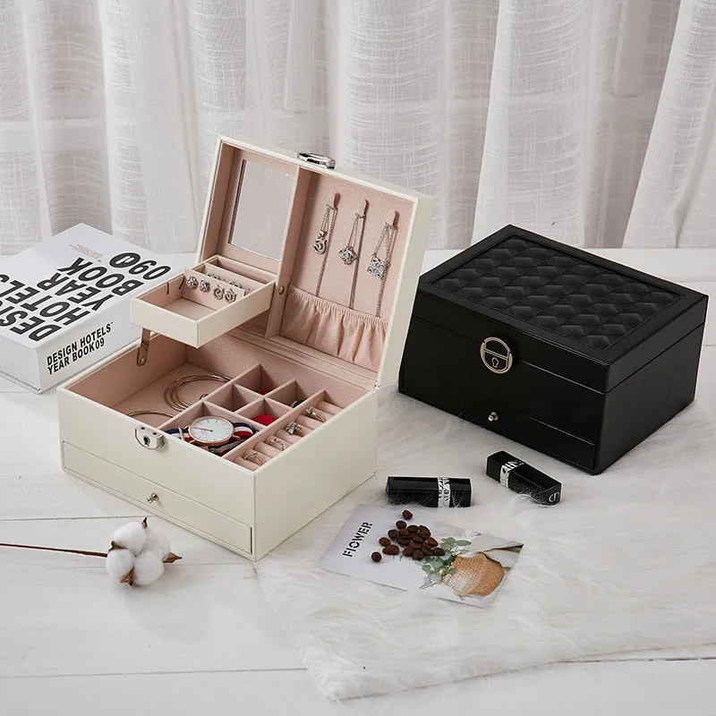 عالية الجودة كبيرة الفضاء الجلود علب للمجوهرات مجوهرات حزمة درج تخزين المجوهرات عرض هدية مربع عالية الجودة كبيرة الفضاء الجلود علب للمجوهرات مجوهرات حزمة درج تخزين المجوهرات عرض هدية مربع