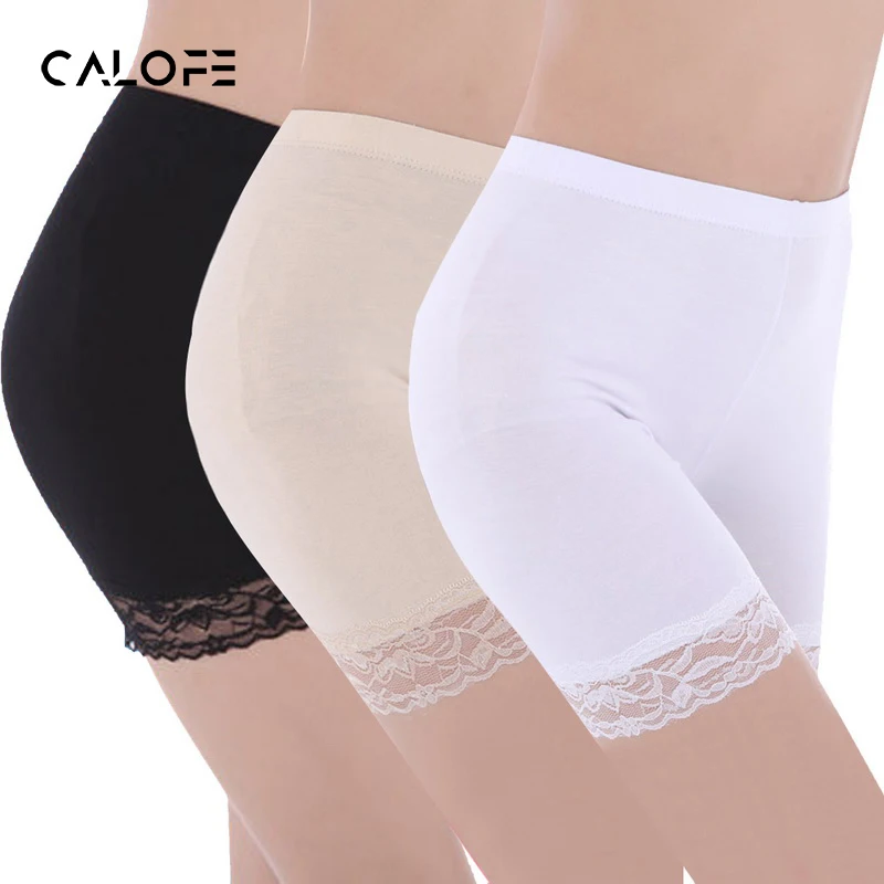 CALOFE 2PCs/Set Women Safety Short Pants Elastic Anti Chafing Lace