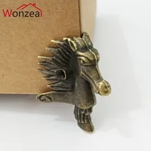 4 шт. коробка для ног из цинкового сплава, античная латунь, коробка для ювелирных изделий, угловая ножка, защитная коробка для стола, край мебели, ножки, голова лошади, 39x24 мм