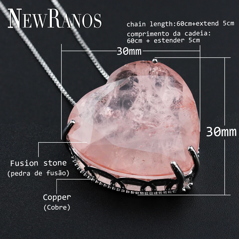 Newranos, винтажное ожерелье с подвеской из Fusion stone, 30 мм, натуральный камень, любящее сердце, ожерелье для женщин, массивное ювелирное изделие, NFX0012162