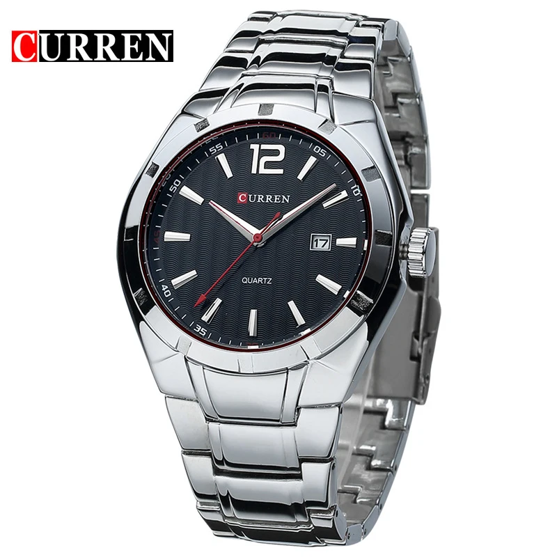 Online 2019 relojes deportivos de marca de lujo Curren para hombre, reloj de pulsera de acero inoxidable para hombre, reloj de pulsera de agua y cuarzo