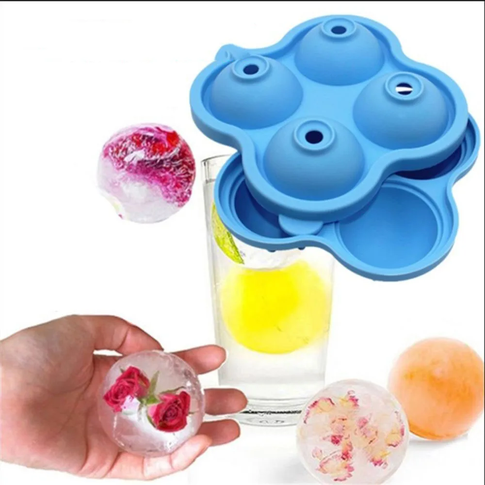 

1PC 4 Hole Silicone Shooters Ice Ball Model Maker Silicone Ice Model Ice Cube Freeze Mold DIY Kitchen Bar Supplies