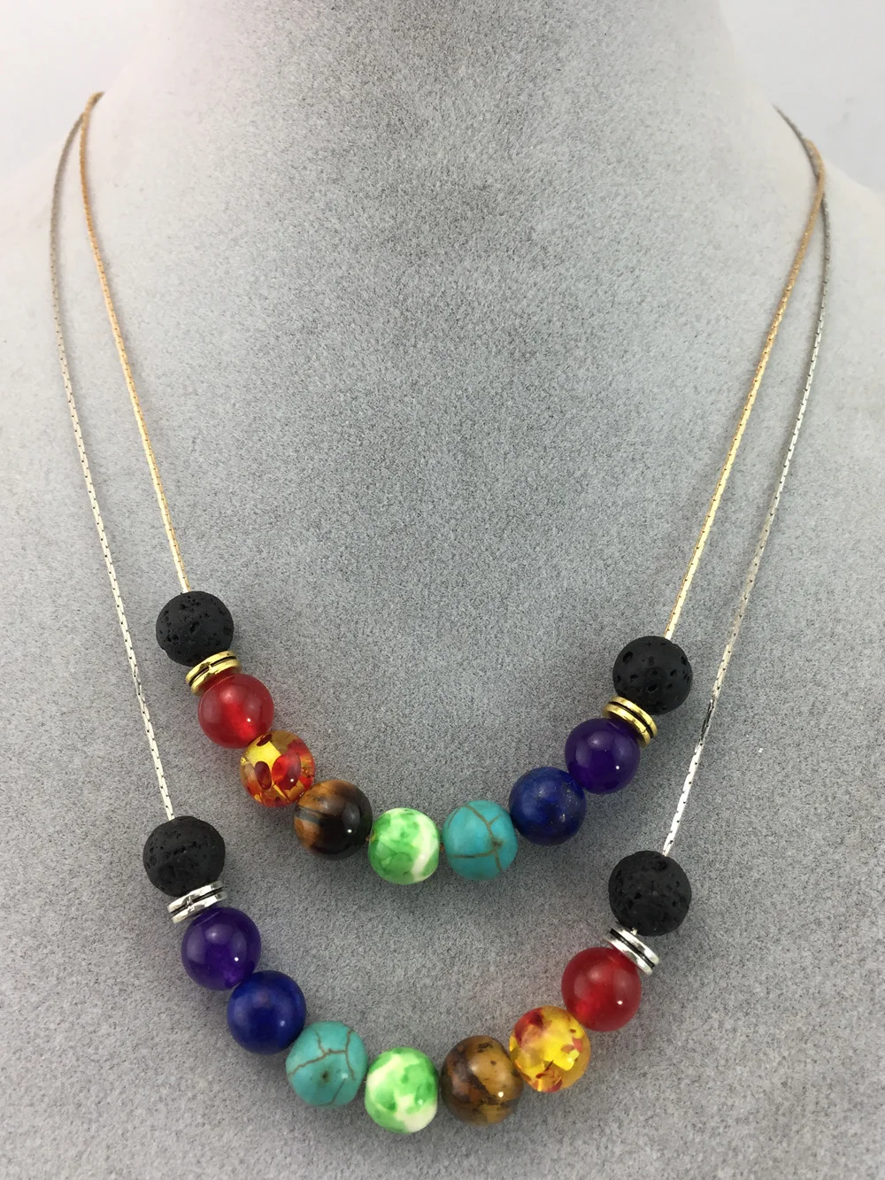 7 Chakra Gem Stone Beads Pendant Necklace Women Yoga Reiki Healing