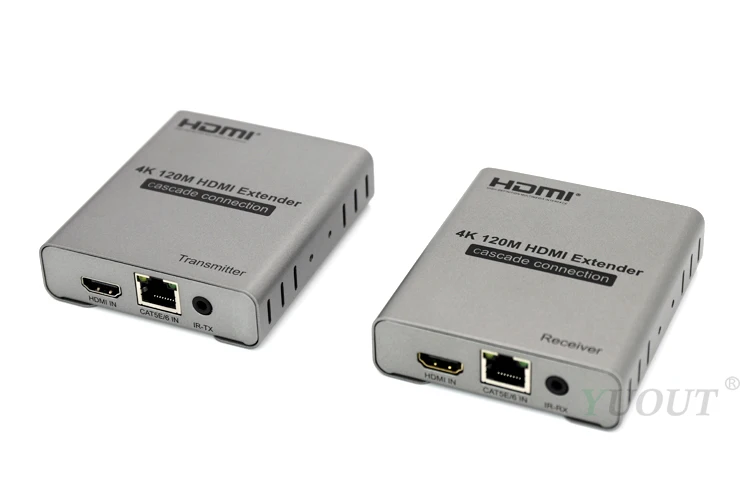 YUOUT 4 K может быть каскадным HDMI удлинитель до 120 м, 4 K HDMI удлинитель Cat5e/Cat6 120 м поддержка каскада, петля выхода