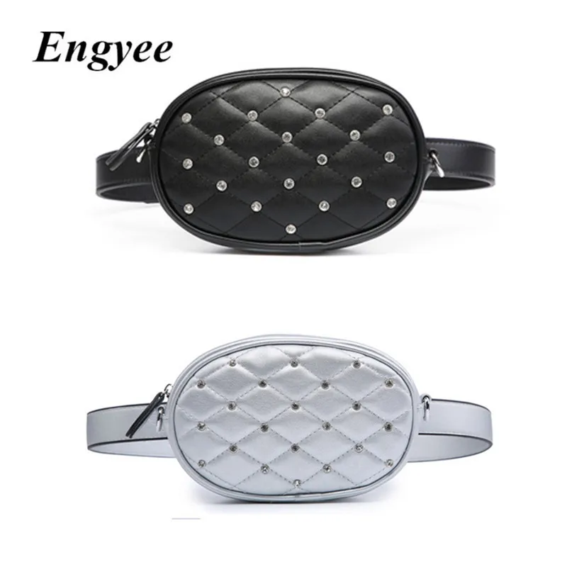 Engyee Waist Pack Leather Belt Bag Women Small Shoulder Bag Chain