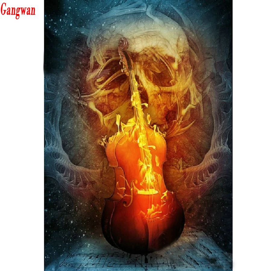 

New Diamond painting cross stitch guitar and skull 5d Diy Diamond Embroidery Pasted mosaic square round full Drill Halloween