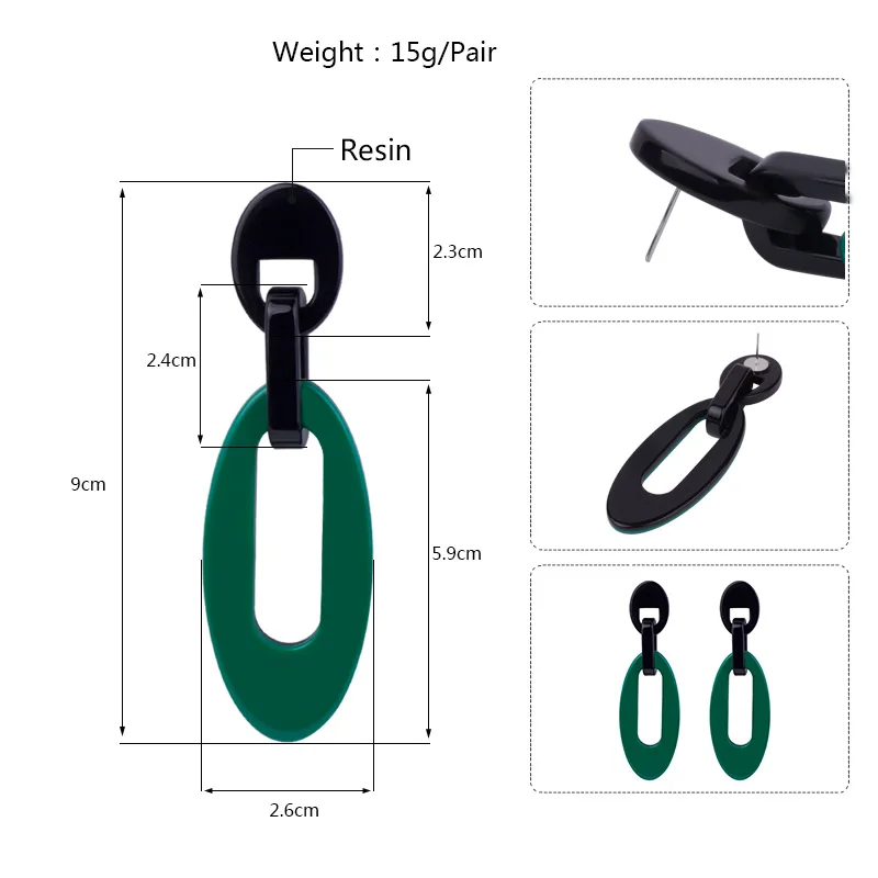 GuanLong Vintage Fashion Resin Earrings for Women Big Long Geometric Acrylic Drop Earring for Girls Elegant Gifts Party Jewelry (4)