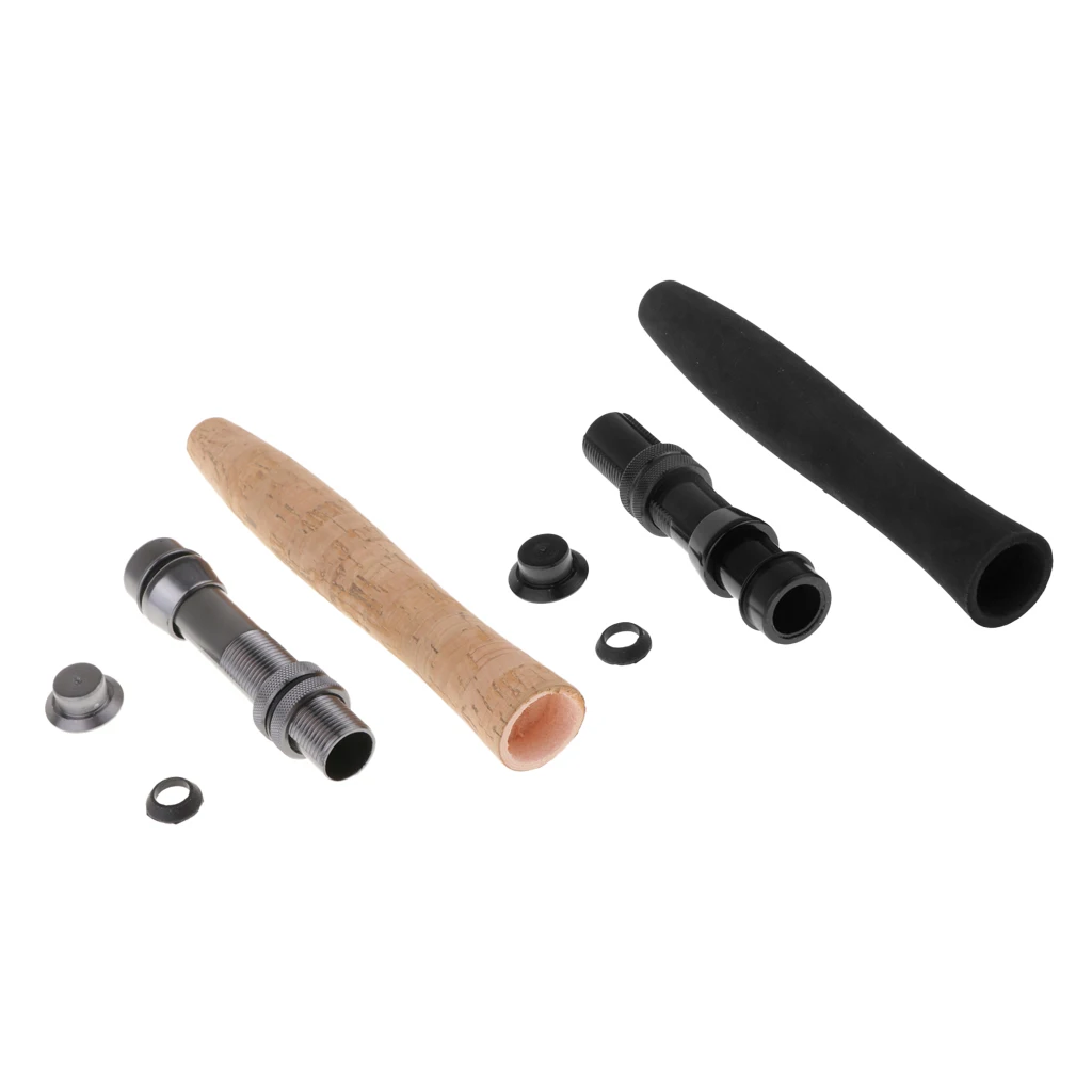 2 Sets Long EVA Foam/Cork Fishing Rod Handle Grip with Reel Seat for Fly Rods