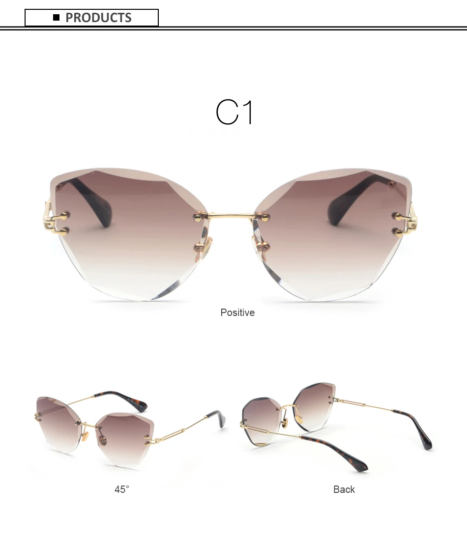 KEHU Новые солнцезащитные очки для Для женщин очки без оправы очки кошачьи глаза Брендовая Дизайнерская обувь Высокое качество оправы