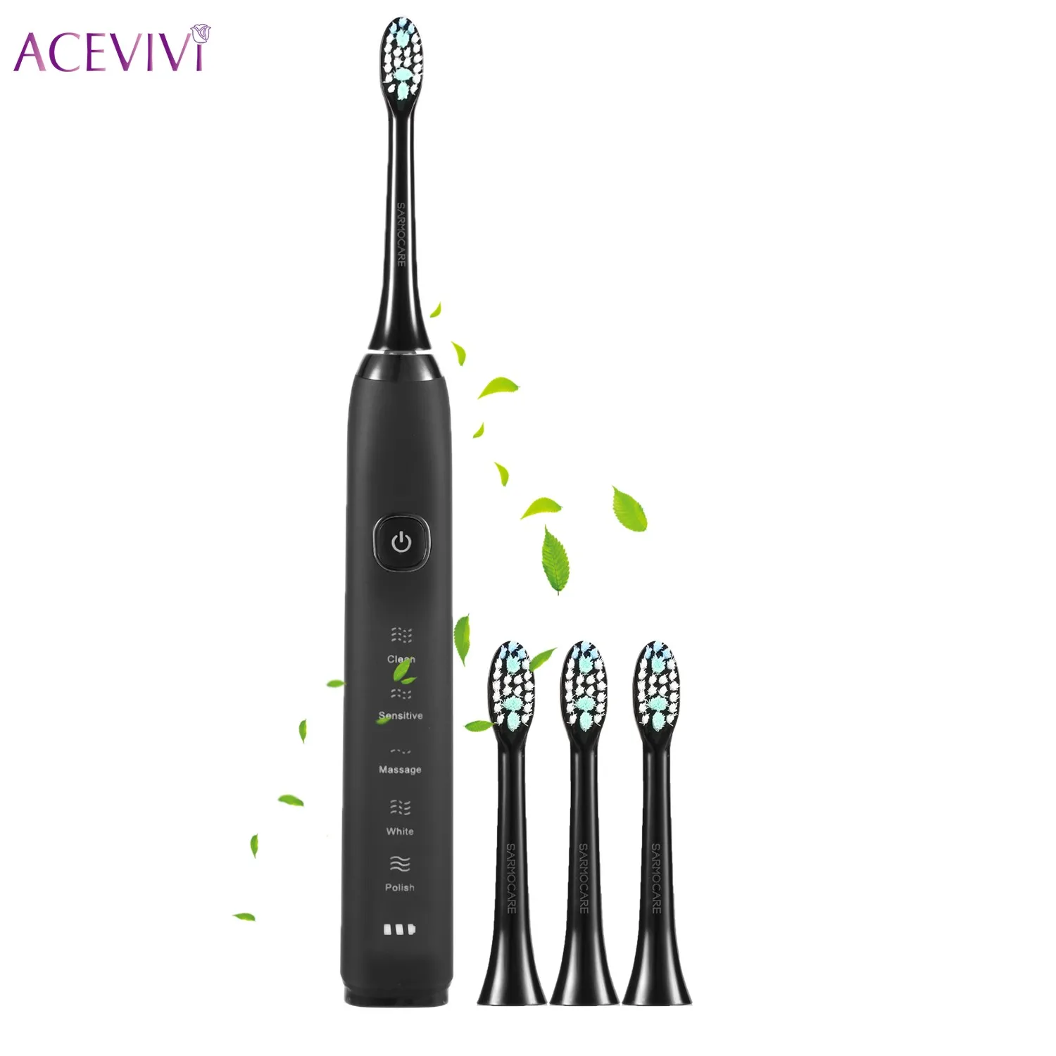 

ACEVIVI Ultrasonic Sonic Electric Toothbrush USB Charge Rechargeable Tooth Brushes With 3 Heads Timer Brush Oral Hygiene Health
