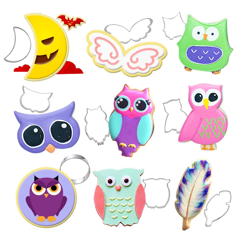 

Various Feather Cookie Cutter Stainless Steel Cut Angel Elfin Biscuit Mold Cooking Tools Christmas Theme Metal Owl Cutters Mould