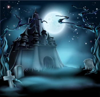 

New Arrive Hot Sale Halloween cemetery Photo Backdrops Photo Studio Computer Painted baby Background wall XT-3556