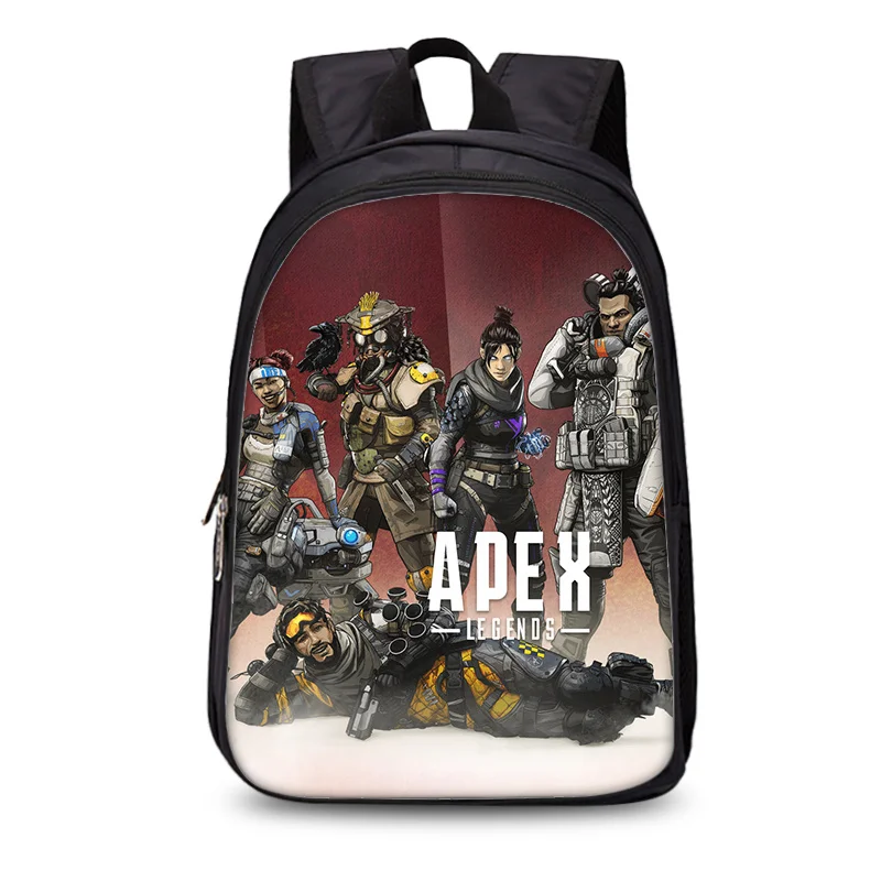 

New Student Black 3D Print Apex Game Cartoon Picture Battle Royal Apex Backpack Kids Birthday Gift School Bag Action Figure Toy