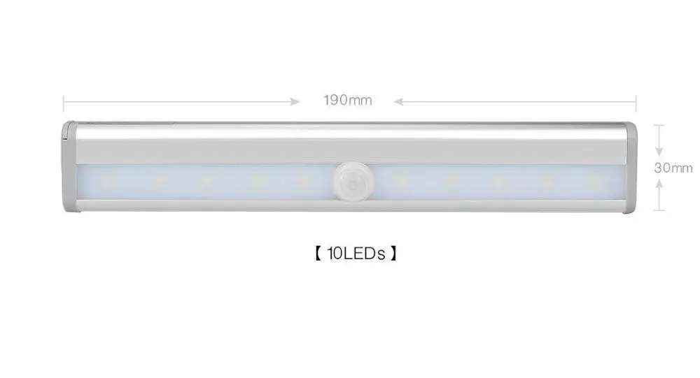 6/10 светодиодный Ночной светильник с пассивным датчиком движения, автоматический Ночной светильник, шкаф для шкафа, шкаф, кухонный светильник, 4* AAA, питание от батареи - Цвет: 10LED