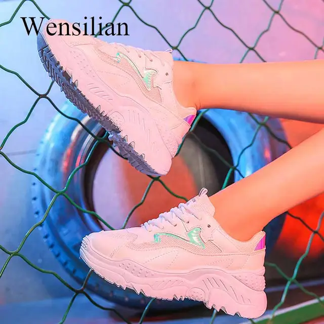 US $10.08 Fashion Sneakers For Women Trainers Platform White Sneakers Wedges Mesh Ladies Casual Shoes zapatil