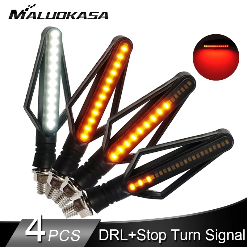

4PCS LED Turn Signals 24LED DRL Indicator Blinker Tail Light Built-in LED Relay Flowing Water Tail Brake Stop Signal Lights