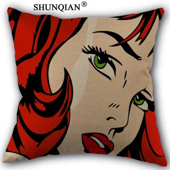 

Custom roy lichtenstein pop art pillowcase Custom Cotton Linen Throw Pillow Cover Pillowcase Customize 45x45cm one side