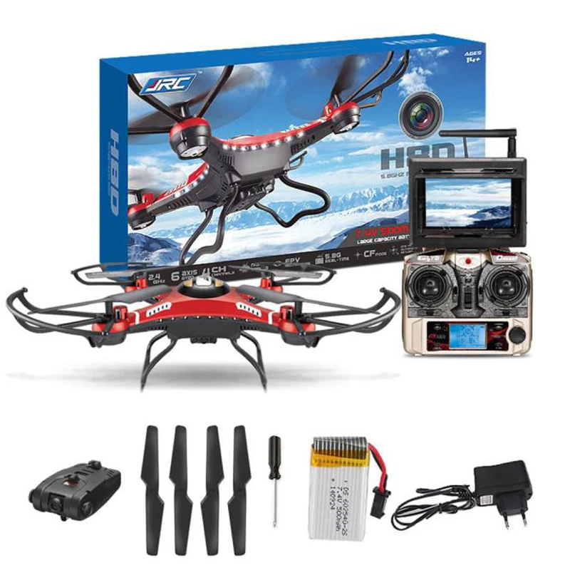 

Upgrade JJRC H8D 4CH 5.8G FPV RC Quadcopter Drone HD Camera + Monitor+ 4 Battery Mini Drone with camera