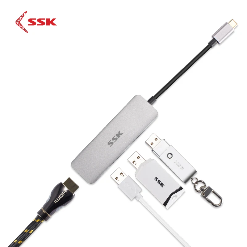 Ssk Shu-C545 3 порта Usb 3,0 type C usb-хаб адаптер док-станция алюминиевый интерфейс Hdmi type-C поддержка 4K Ультра четкое изображение