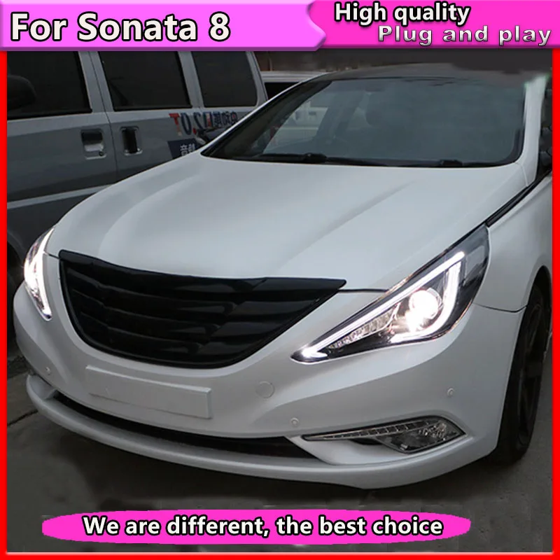 Автомобильный стиль для hyundai Sonata фары 2011- Sonata 8 светодиодный фонарь DRL Bi Xenon объектив Высокий Низкий луч светодиодный динамический сигнал поворота