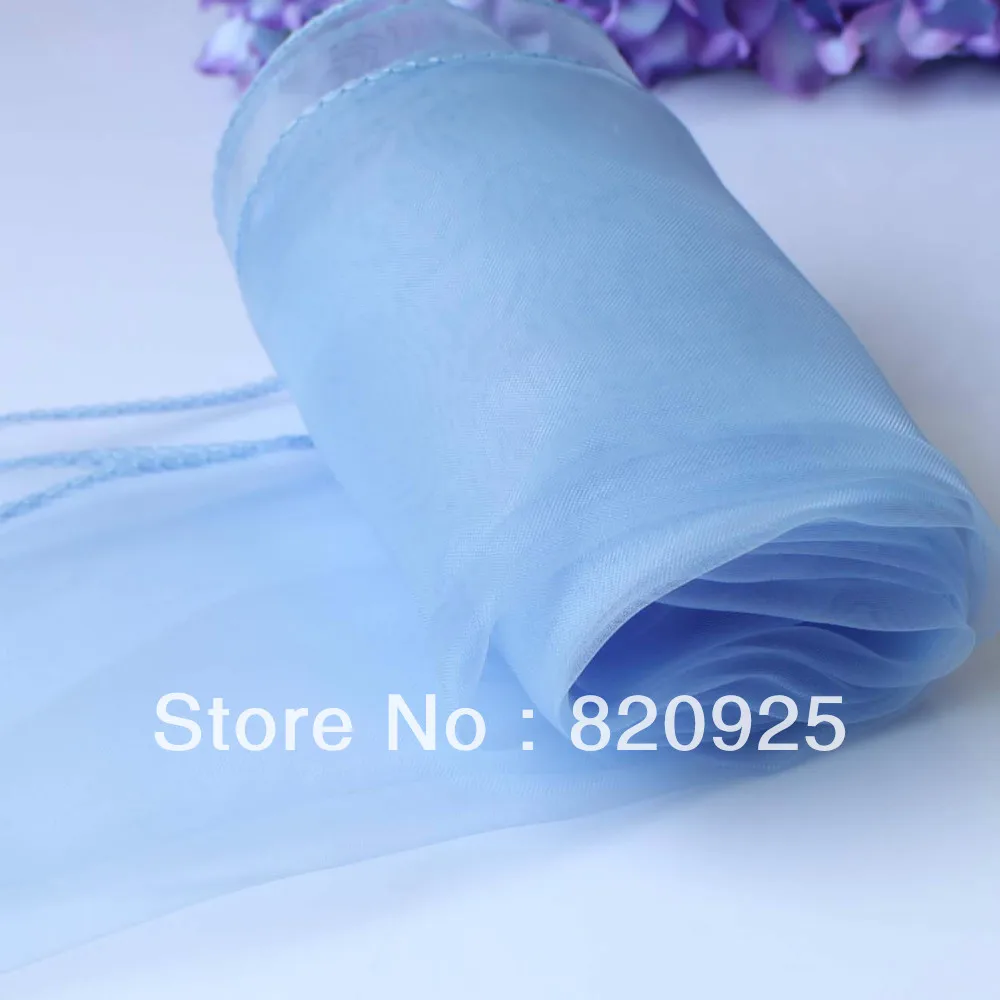 10 X Light Blue Organza Chair Cover Sashes Bow Table Runners For