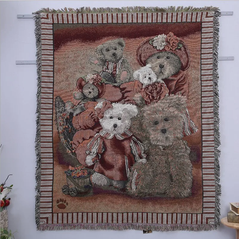 130x160 трикотажные диван Полотенца Одеяло Носки с рисунком медведя из мультика крышка Одеяло Гостиная Спальня Ковры мягкие Ковры Гобелены Постельные покрывала скатерть