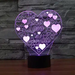 Wenhsin Новый любовь красочные 3D огни сенсорный акриловый светодиодный светильник светодиодный красочный градиент ночные огни